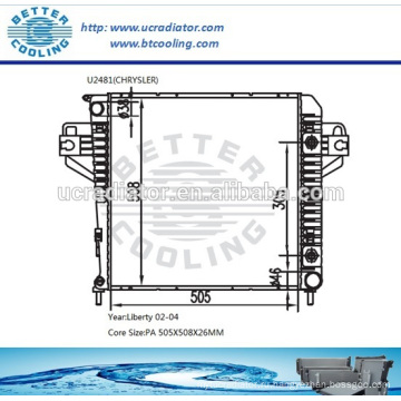 Радиатор CHRYSLER Liberty 02-04 OEM: 52080118AA / 52080118A / 52080120AB